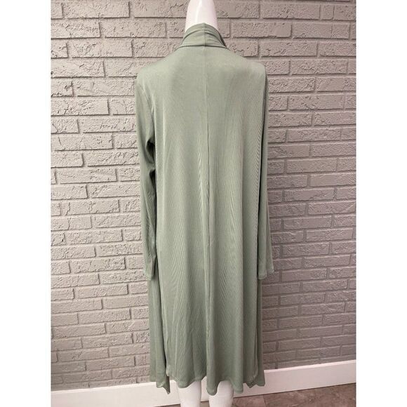 Pink Lily Green Ribbed Long Open Front Duster / Cardigan Size S - Picture 4 of 12